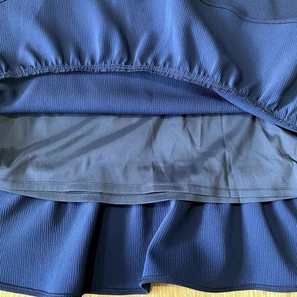 Tommy Hilfiger Textured Ruffle Hem Skirt Navy 10 - Picture 7 of 8
